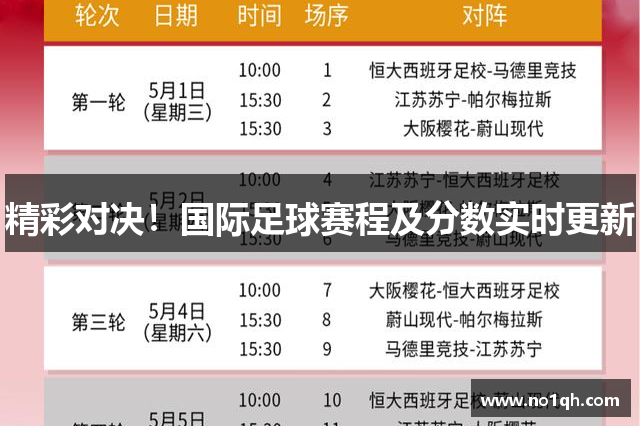 精彩对决！国际足球赛程及分数实时更新